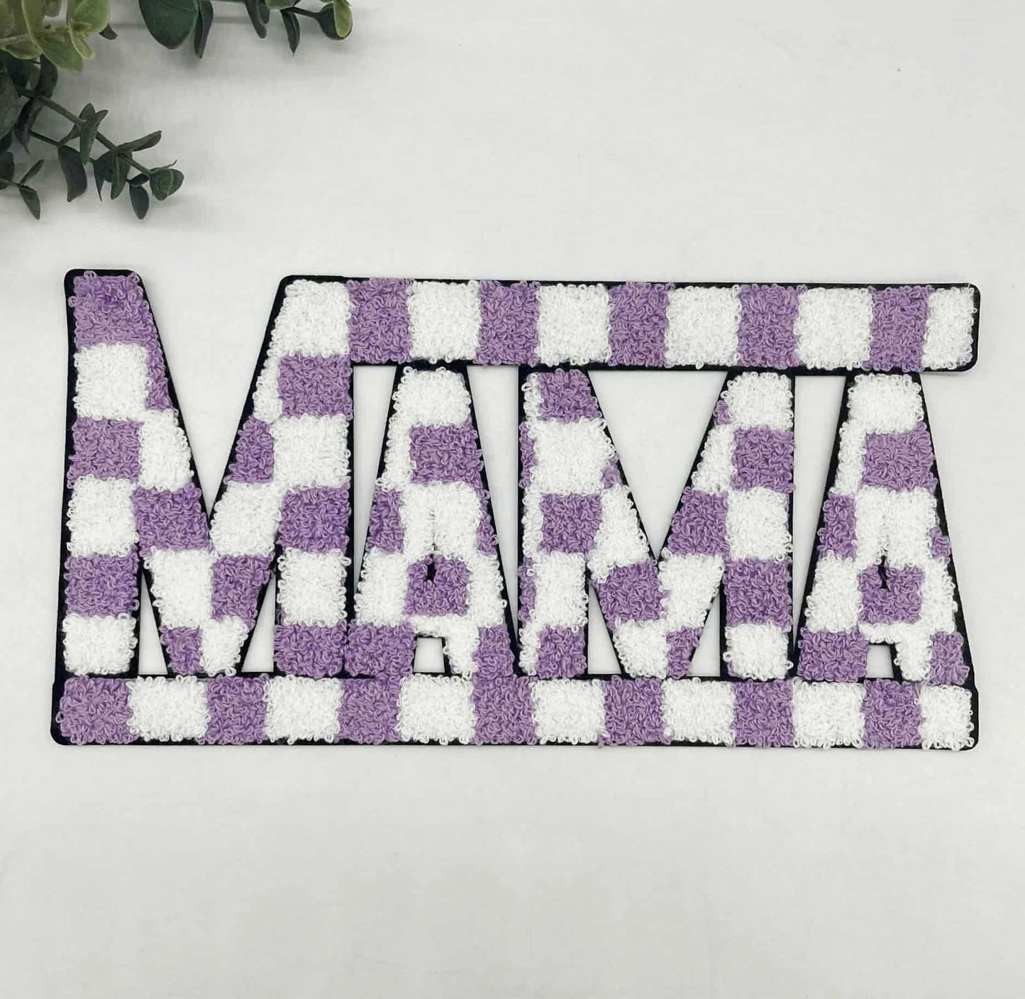 Mama Purple Checker Chenille Patch