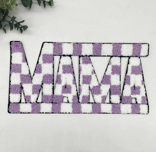 Mama Purple Checker Chenille Patch