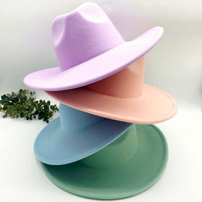 Flat Wide Brim Fedora Style Hat - IN STOCK