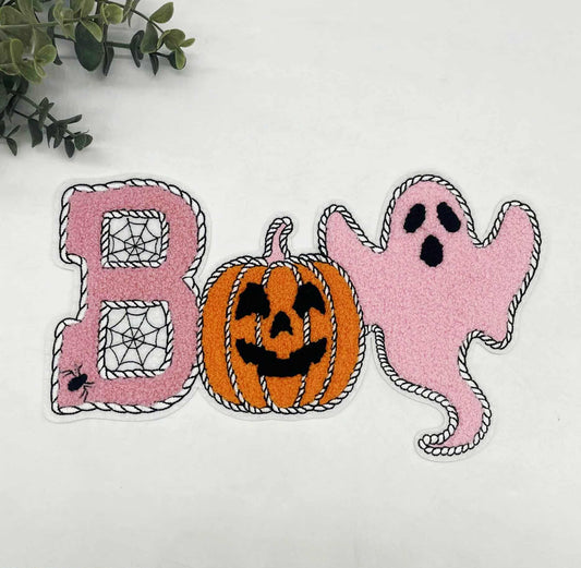 Boo Pumpkin Ghost Chenille Patch