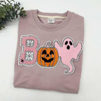 Boo Pumpkin Ghost Chenille Patch