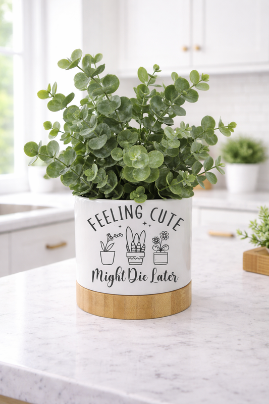 Flower Pot with Bamboo Base for Sublimation