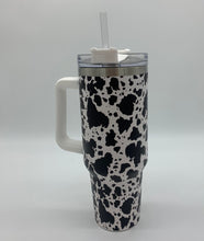 Load image into Gallery viewer, Cow Print 40oz Tumbler with Handle - PRE-ORDER
