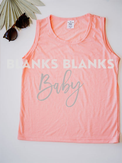 100% Polyester Toddler Muscle Tanks - In Stock Peach / 2T