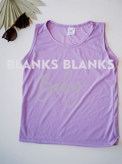 100% Polyester Youth Muscle Tanks - In Stock Lavender / Small