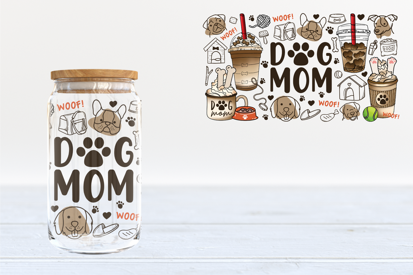 Dog Mom UV DTF 16oz Cup Wrap #14 - IN STOCK