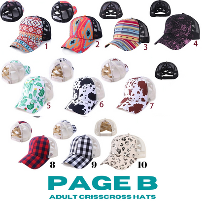 Criss Cross Ponytail Hat Kids & Adults - IN STOCK