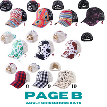 Load image into Gallery viewer, Criss Cross Ponytail Hat Kids &amp; Adults - IN STOCK
