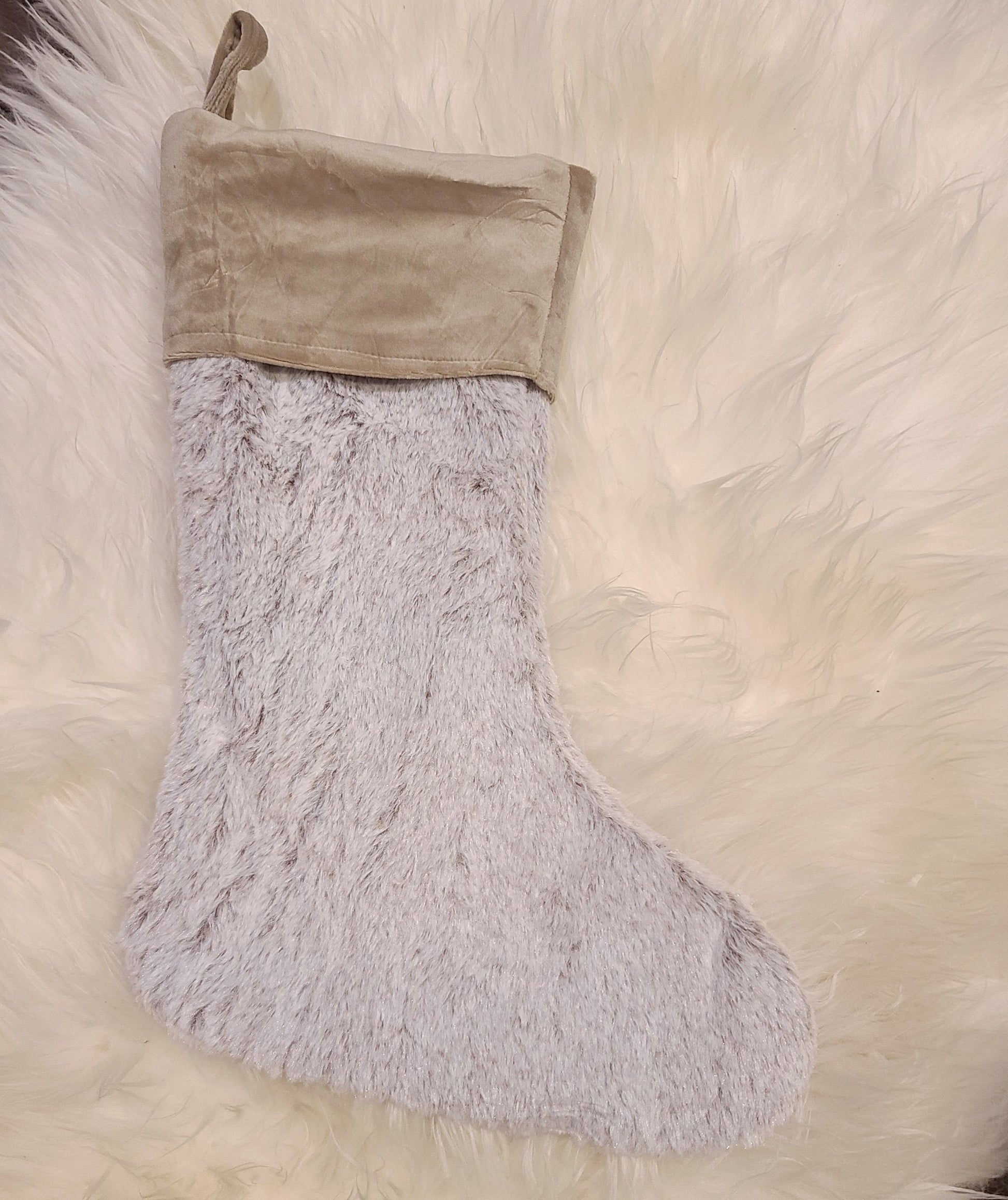 Stockings - In Stock Tan Top With Fur Christmas