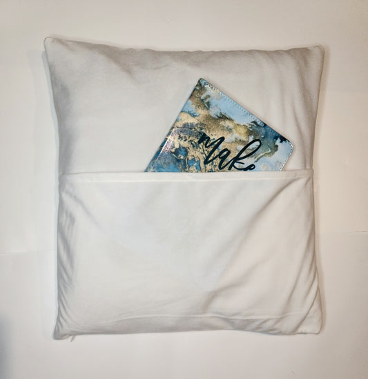 Velvet Pillow Cover with Book Pocket