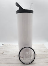 Load image into Gallery viewer, Black Dual Lid 20oz Skinny Straight Sublimation Tumbler - IN STOCK
