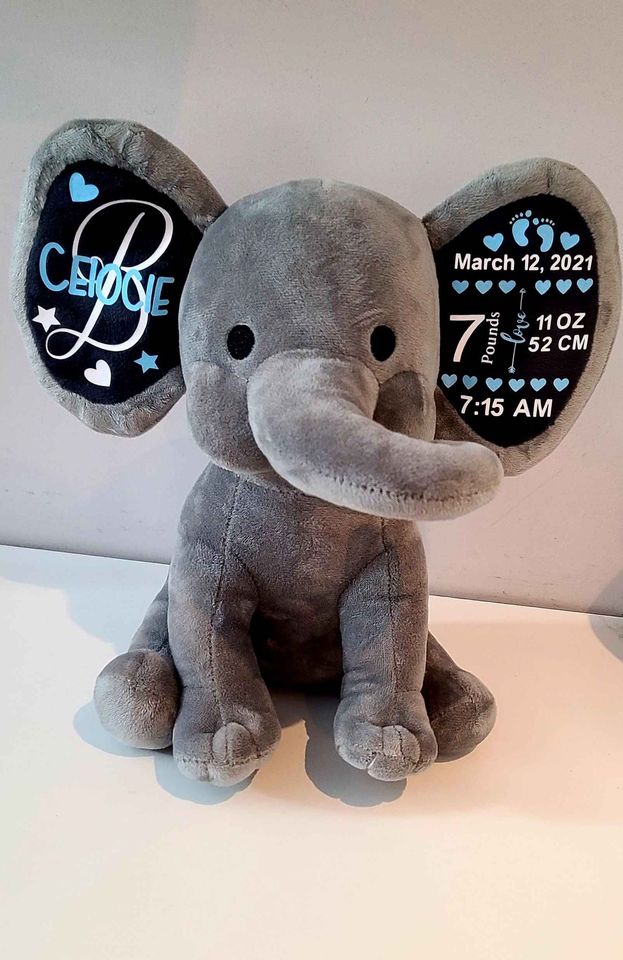 Plush Elephant - Birth Stat Elephant