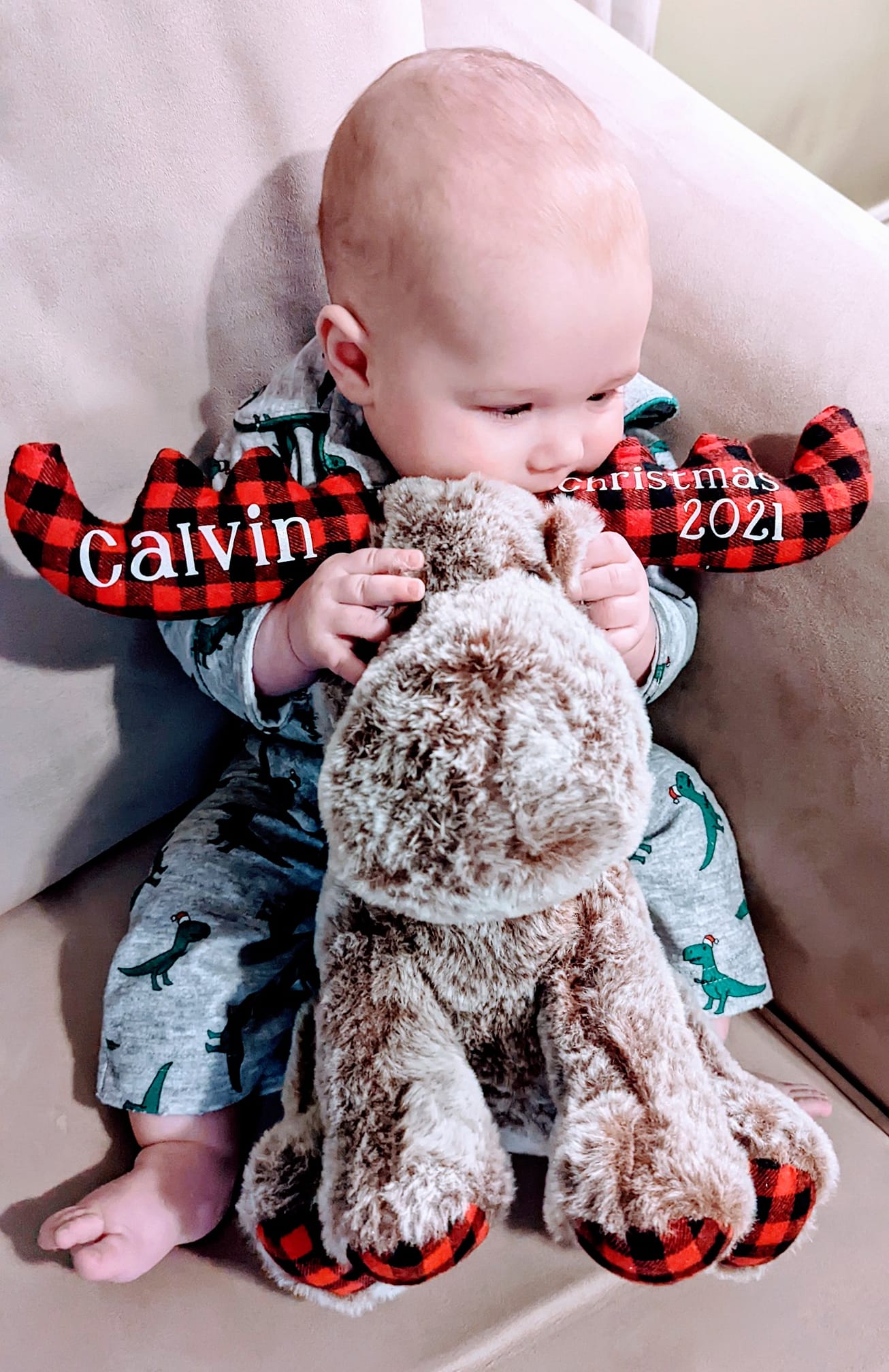 Christmas PLAID Moose Plush