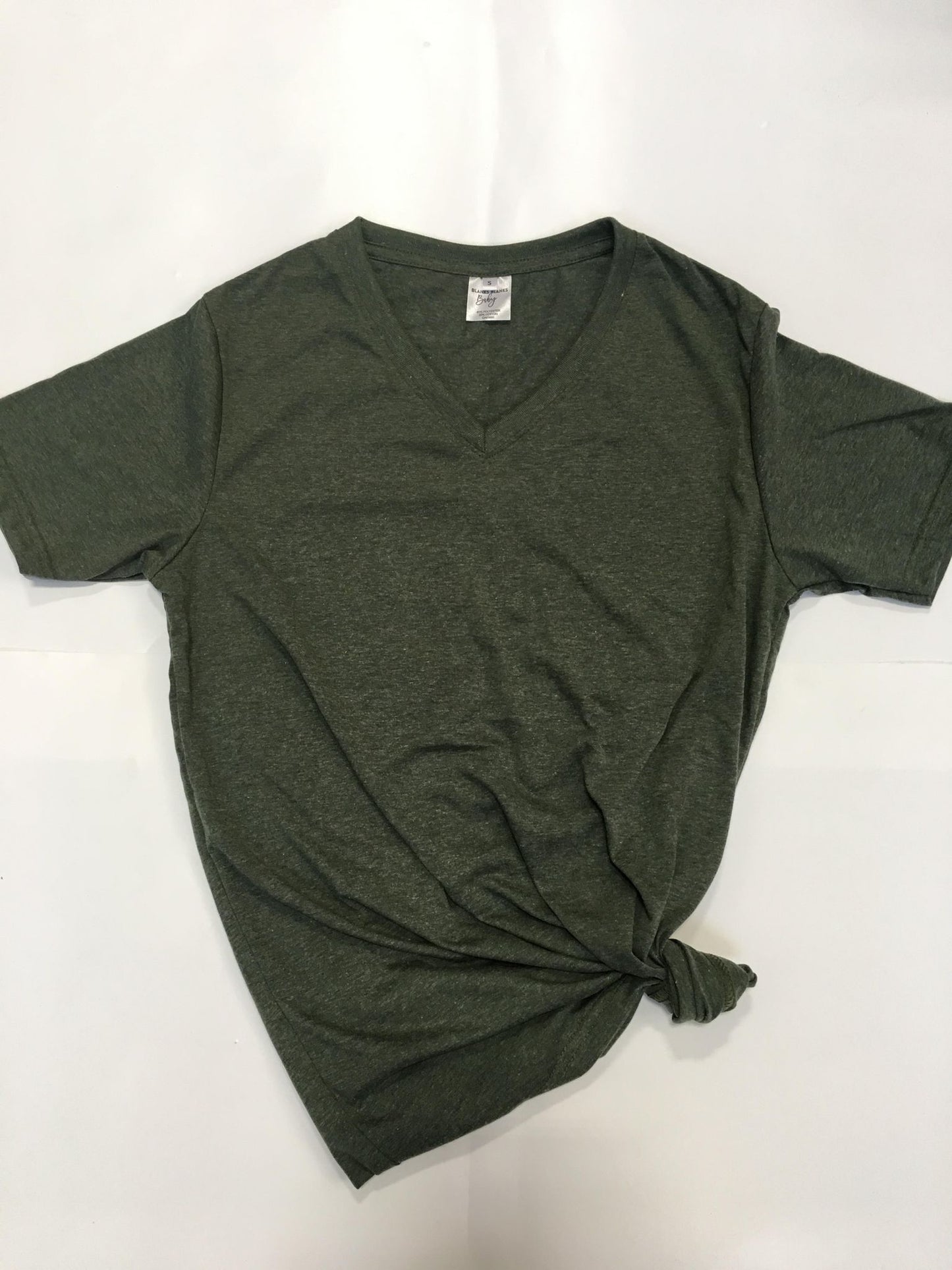 V-Neck Adult Tee Heathered Colours - 80/20 Poly Cotton Blend - In Stock