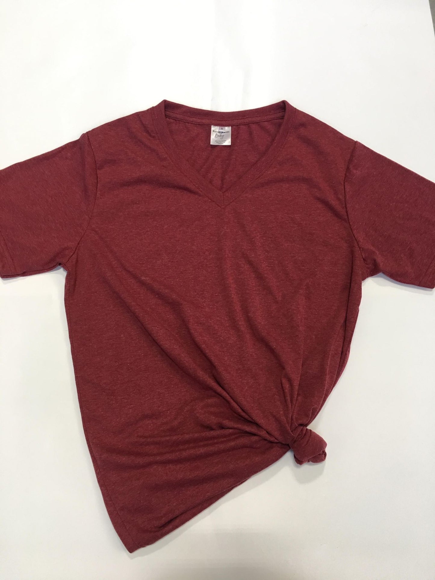 V-Neck Adult Tee Heathered Colours - 80/20 Poly Cotton Blend - In Stock