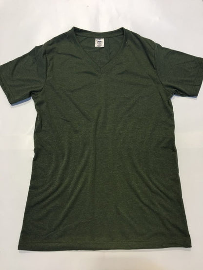 V-Neck Adult Tee Heathered Colours - 80/20 Poly Cotton Blend - In Stock