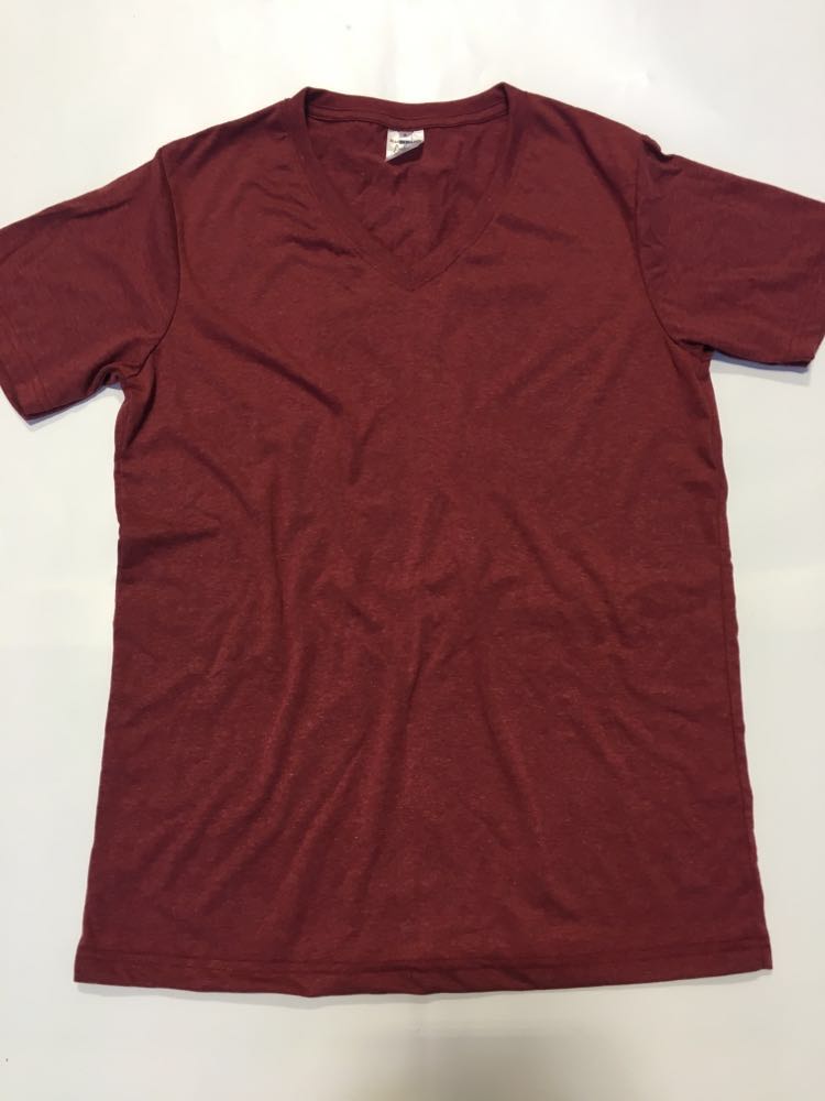 V-Neck Adult Tee Heathered Colours - 80/20 Poly Cotton Blend - In Stock
