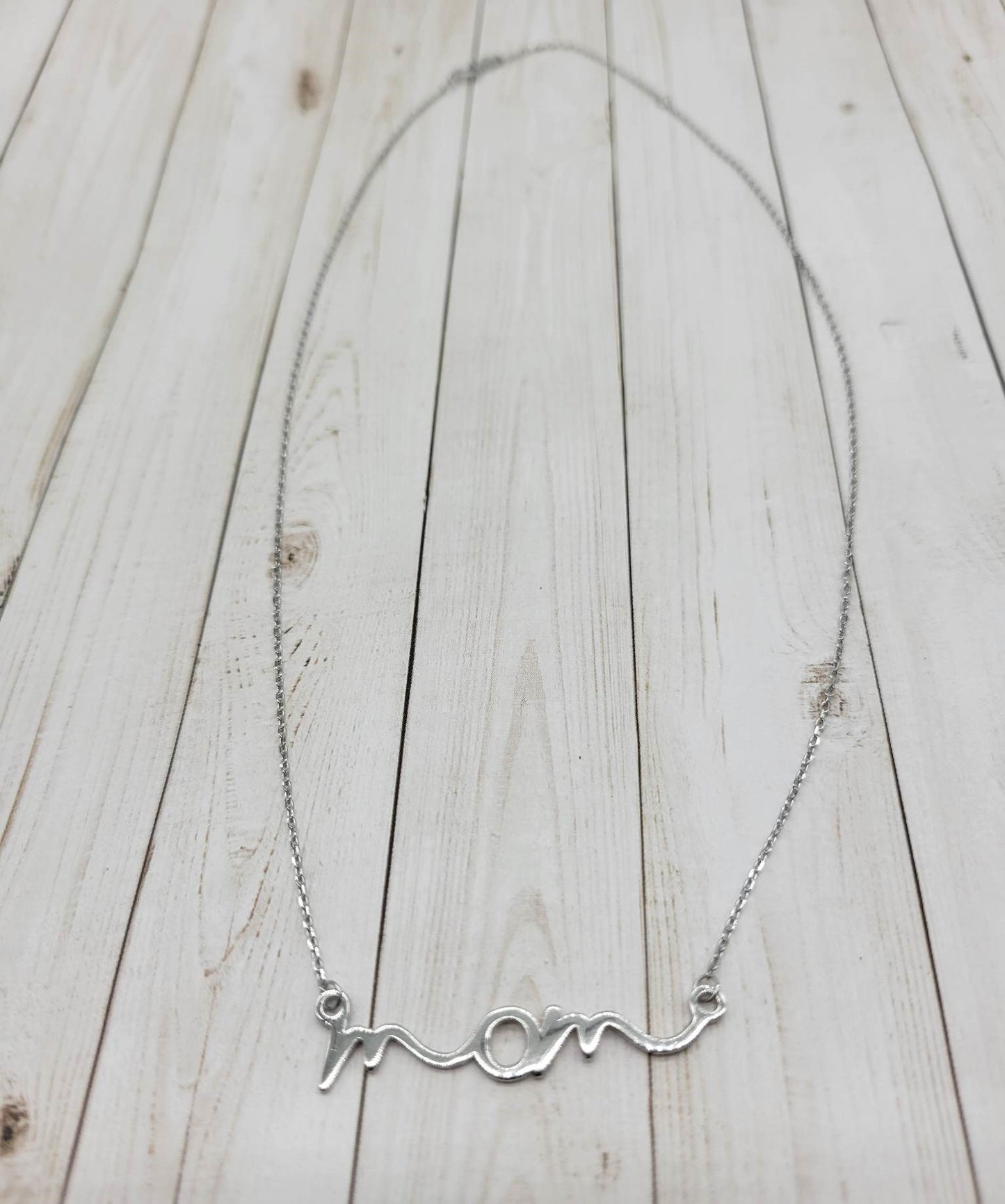 Cursive Stirling Silver MAMA/GRANDMA/MOM Necklace