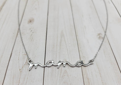 Cursive Stirling Silver MAMA/GRANDMA/MOM Necklace