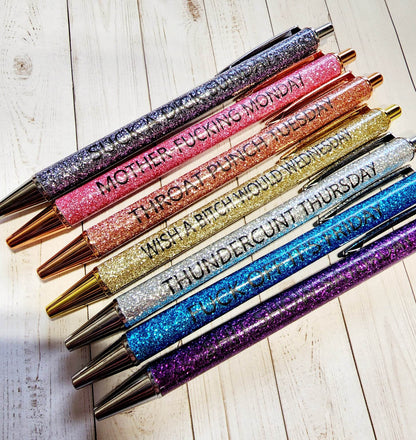 Vulgar Glitter Weekday Pens - Pack of 7