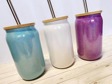 Load image into Gallery viewer, Glitter Iridescent Glass Bamboo Cans 13oz
