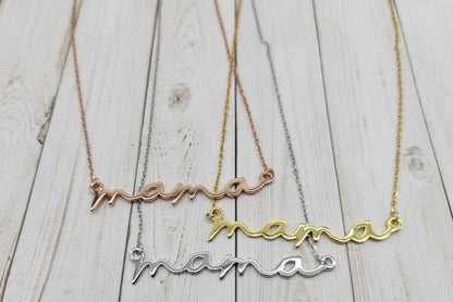 Cursive Stirling Silver MAMA/GRANDMA/MOM Necklace