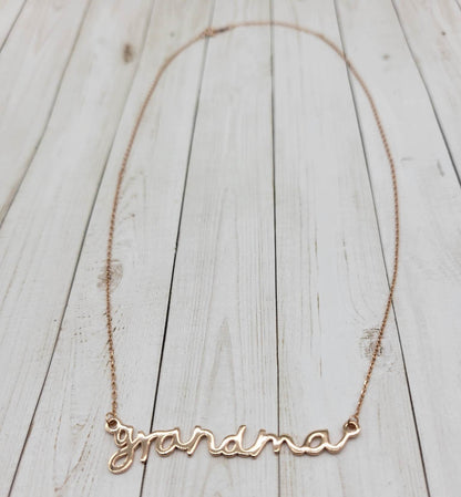 Cursive Stirling Silver MAMA/GRANDMA/MOM Necklace