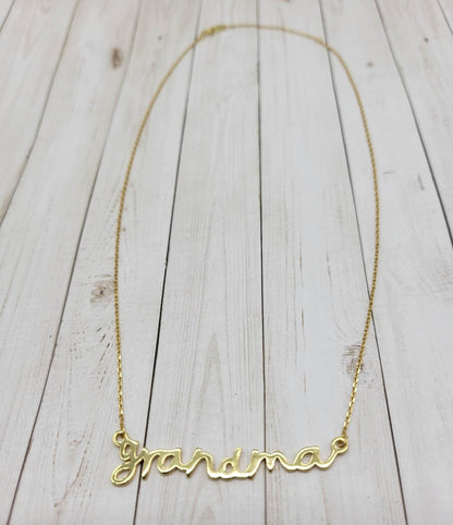 Cursive Stirling Silver MAMA/GRANDMA/MOM Necklace