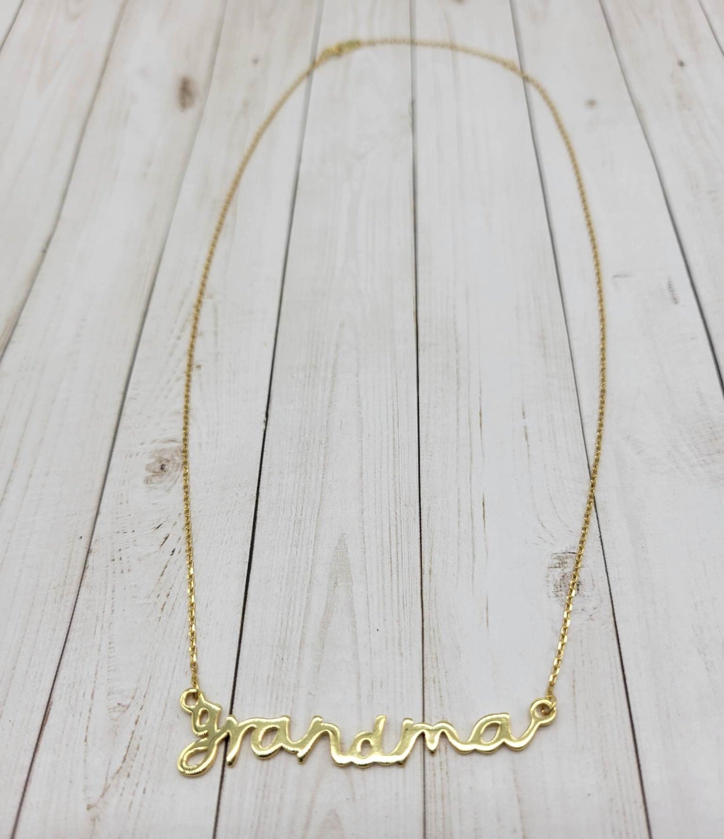 Cursive Stirling Silver MAMA/GRANDMA/MOM Necklace