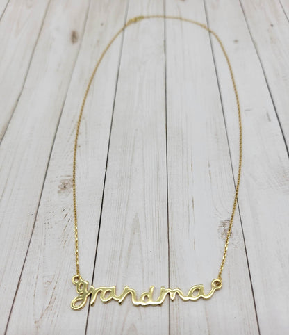 Cursive Stirling Silver MAMA/GRANDMA/MOM Necklace