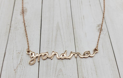 Cursive Stirling Silver MAMA/GRANDMA/MOM Necklace