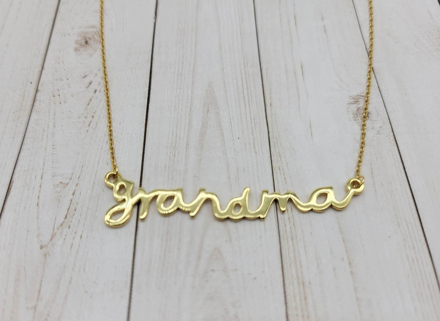 Cursive Stirling Silver MAMA/GRANDMA/MOM Necklace