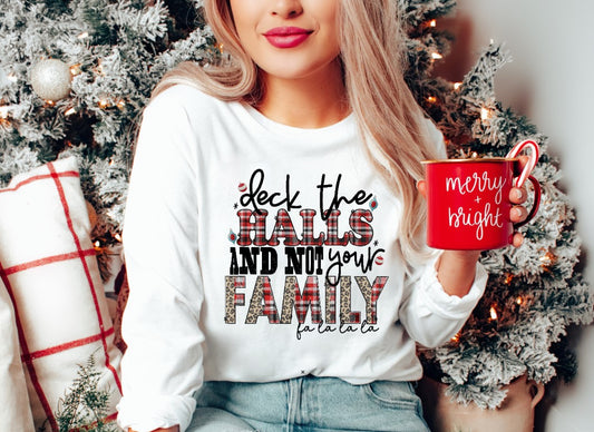 Deck The Halls & Not Your Family Plaid DTF Transfer - 523