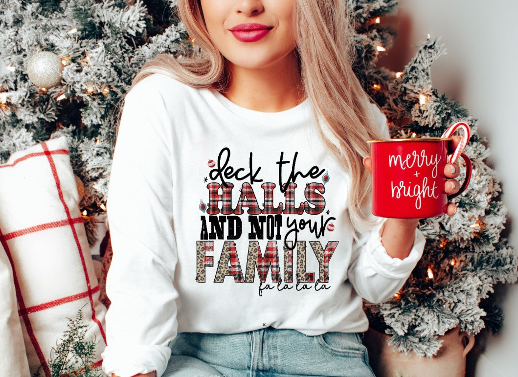 Deck The Halls & Not Your Family Plaid DTF Transfer - 523