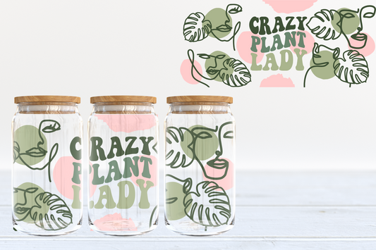 Crazy Plant Lady UV DTF 16oz Cup Wrap #10 - IN STOCK