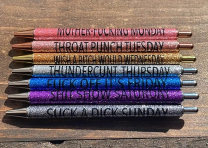 Vulgar Glitter Weekday Pens - Pack of 7 - IN STOCK