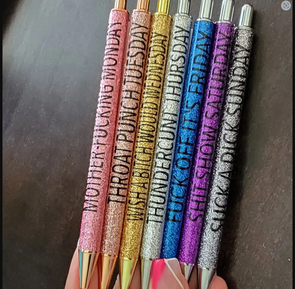 Vulgar Glitter Weekday Pens - Pack of 7 - IN STOCK