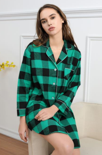 Plaid Night Shirt Button Down -IN STOCK