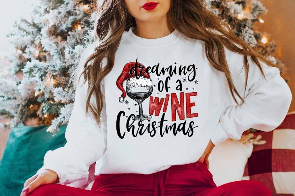 Dreaming of a Wine Christmas DTF Transfer - 244