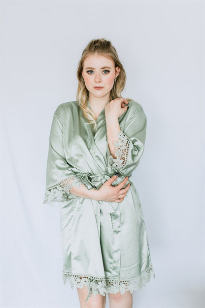 Brushed Satin Lace Edge Robes - IN STOCK
