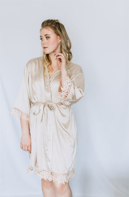Brushed Satin Lace Edge Robes - IN STOCK
