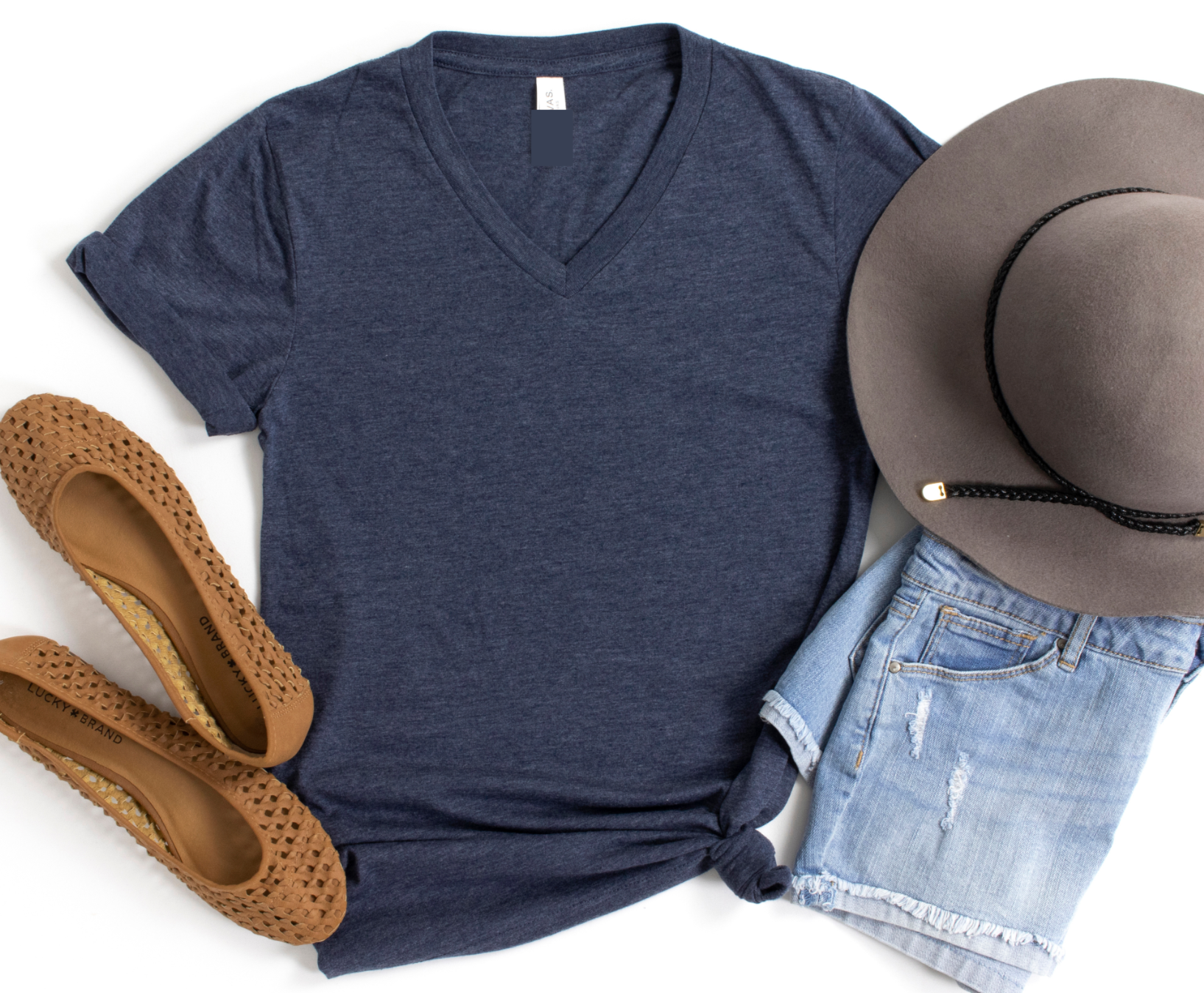 V-Neck Adult Tee Heathered Colours - 80/20 Poly Cotton Blend - DISCONT ...