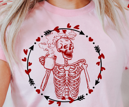 Valentines Coffee Skull DTF Transfer - 768