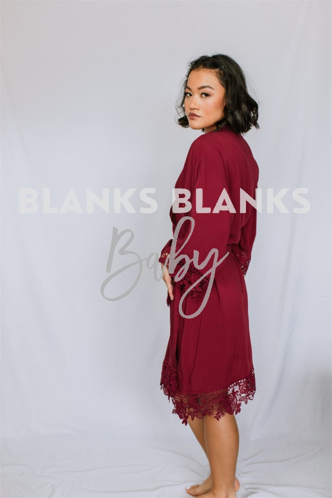 Cotton Lace Robes - Bi-Weekly Buy-In Burgundy / Kids 4