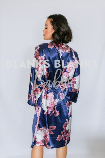 Floral Satin Robes - Bi-Weekly Buy-In Navy / Kids 4
