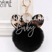 Load image into Gallery viewer, Pom Key Chain Black Keychain
